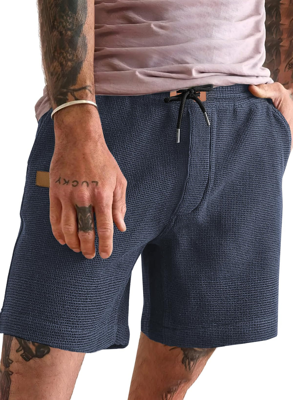 JMIERR Men's Casual 5"/ 7" Shorts Waffle Elastic Waist Drawstring Workout Running Jogging Beach Sweat Shorts with Pockets