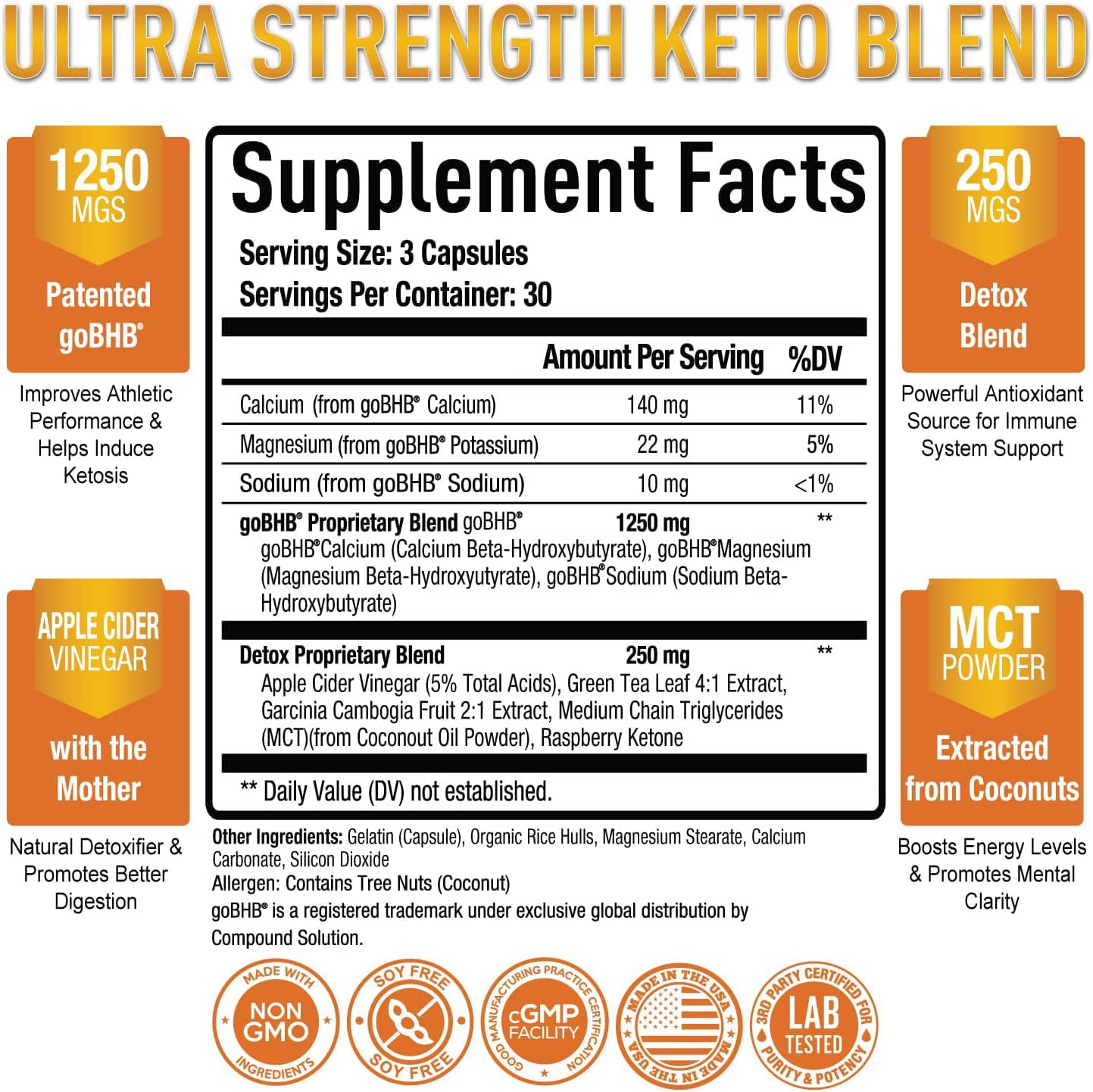 Purely Optimal Keto BHB & Apple Cider Vinegar Capsules - Exogenous Ketones Supplement with The Mother for Ketosis Support, Healthy Lifestyle & Overall Well-Being - 90 Capsules