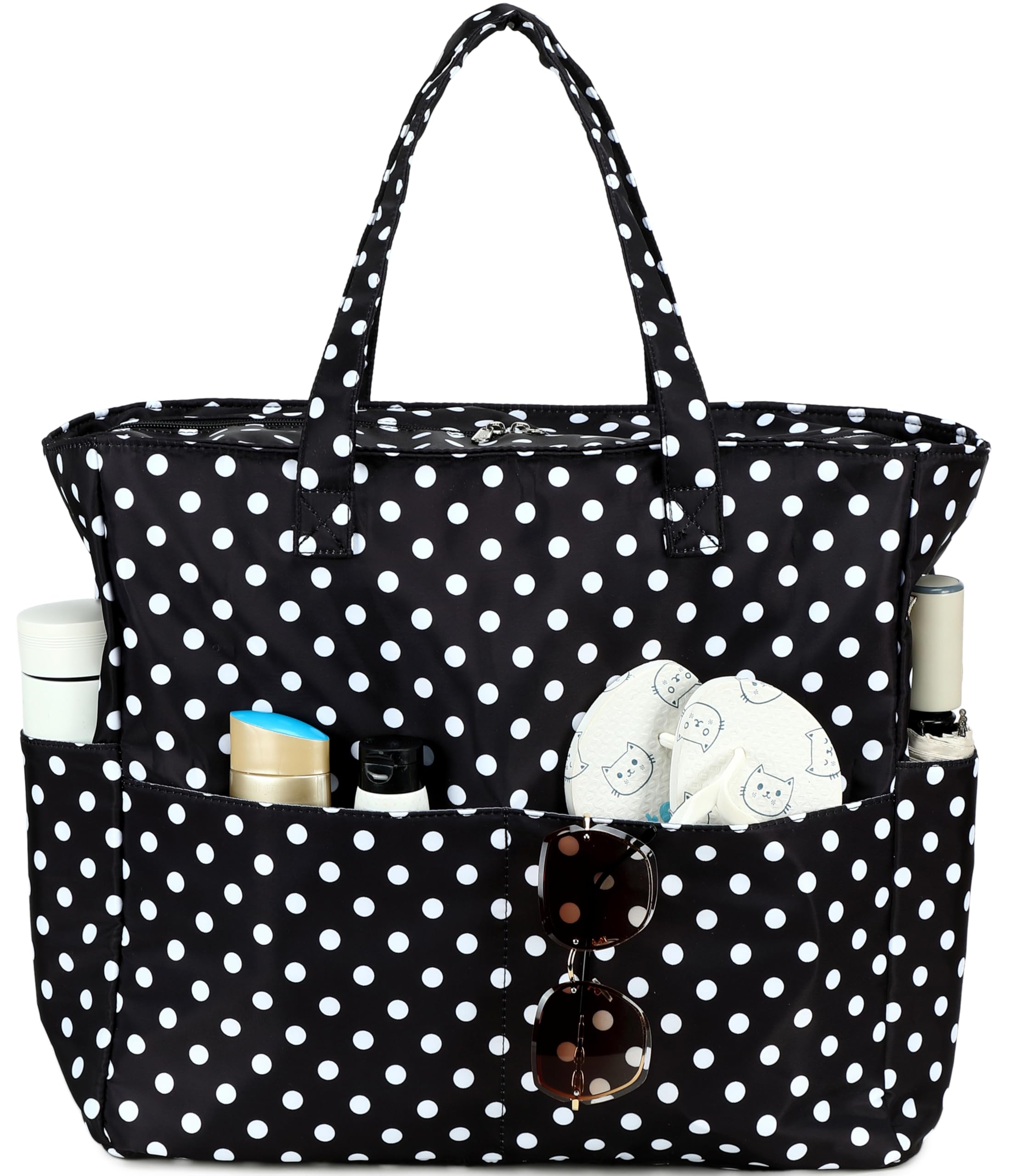 LEDAOU Large Beach Bag Women Waterproof Sandproof Zipper Beach Tote Pool Bag for Swim Gym Grocery Travel with Wet Pocket | Waterproof