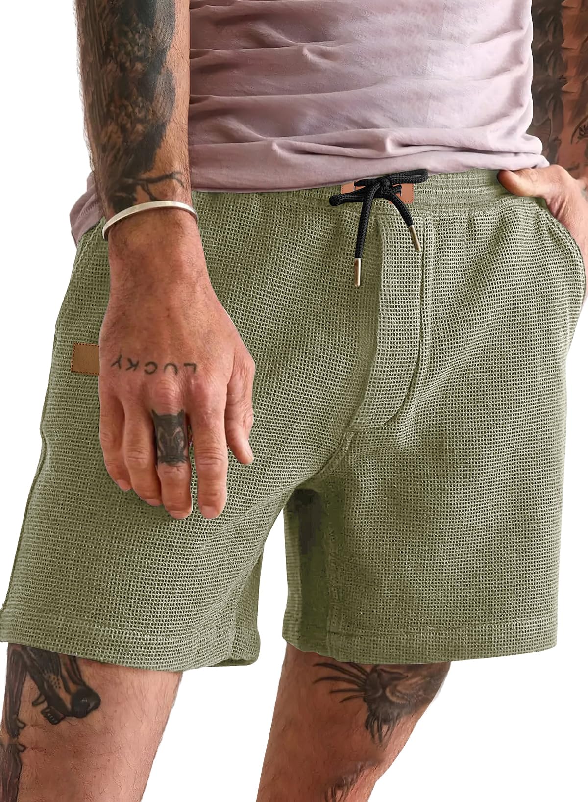 JMIERR Men's Casual 5"/ 7" Shorts Waffle Elastic Waist Drawstring Workout Running Jogging Beach Sweat Shorts with Pockets