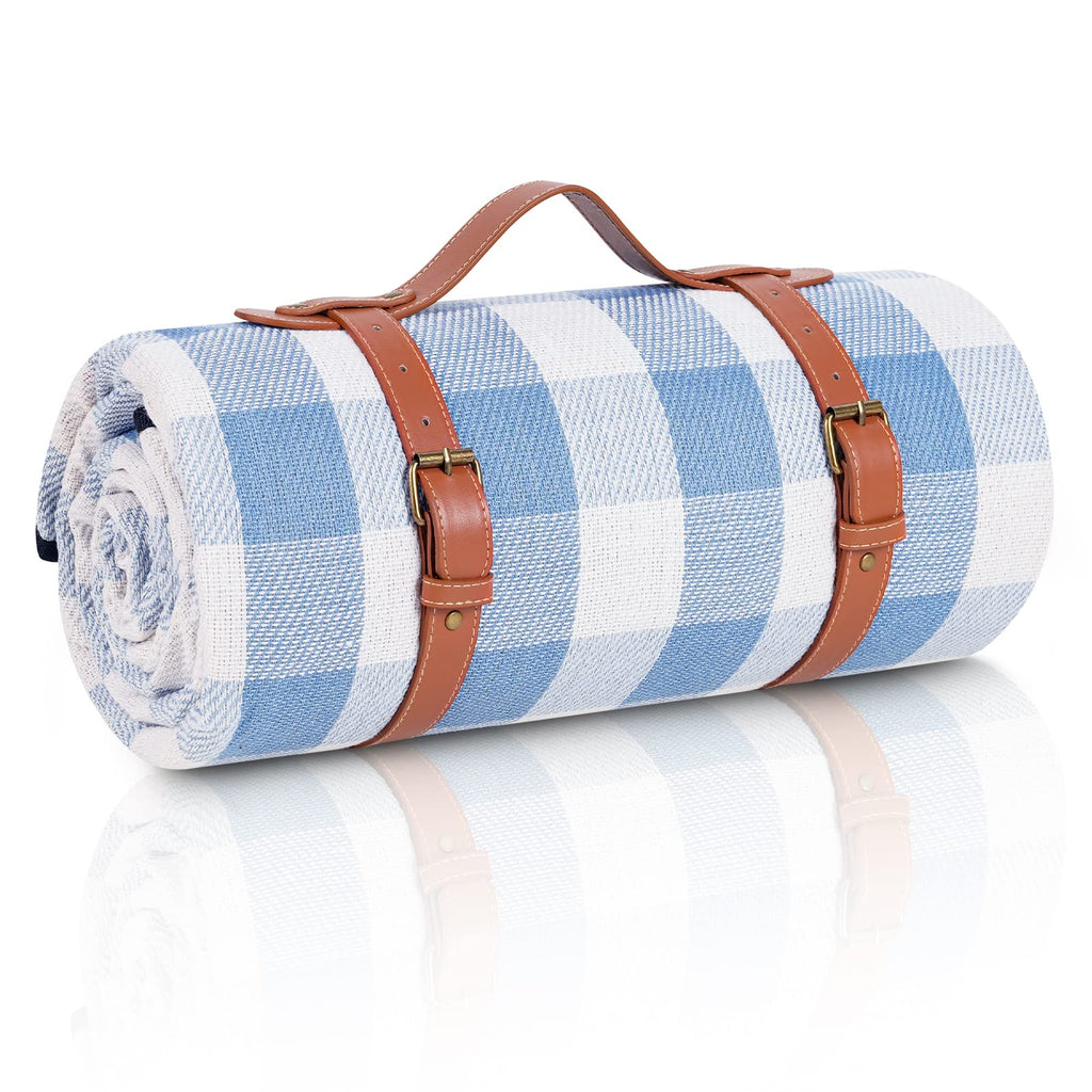 sapsisel 80”x 80” Picnic Blanket Extra Large, Waterproof and Foldable Beach Blanket, 3-Layer Outdoor Blanket for 6 to 8 Adults, for Camping, Park, Beach, Grass, Indoors…