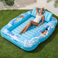 Inflatable Tanning Pool Lounger Float, 70" X 53" Pool Floats Adult with Cooler, 6 in 1 Suntan Tub Raft Floatie,Sunbathing Bed Lounge for Water Blow up Ball Pit Party Gifts