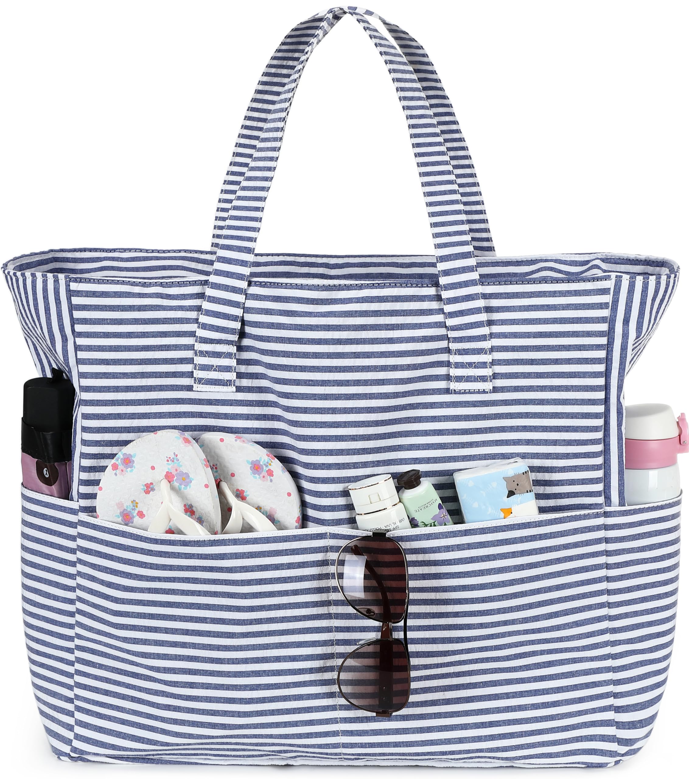 LEDAOU Large Beach Bag Women Waterproof Sandproof Zipper Beach Tote Pool Bag for Swim Gym Grocery Travel with Wet Pocket | Waterproof
