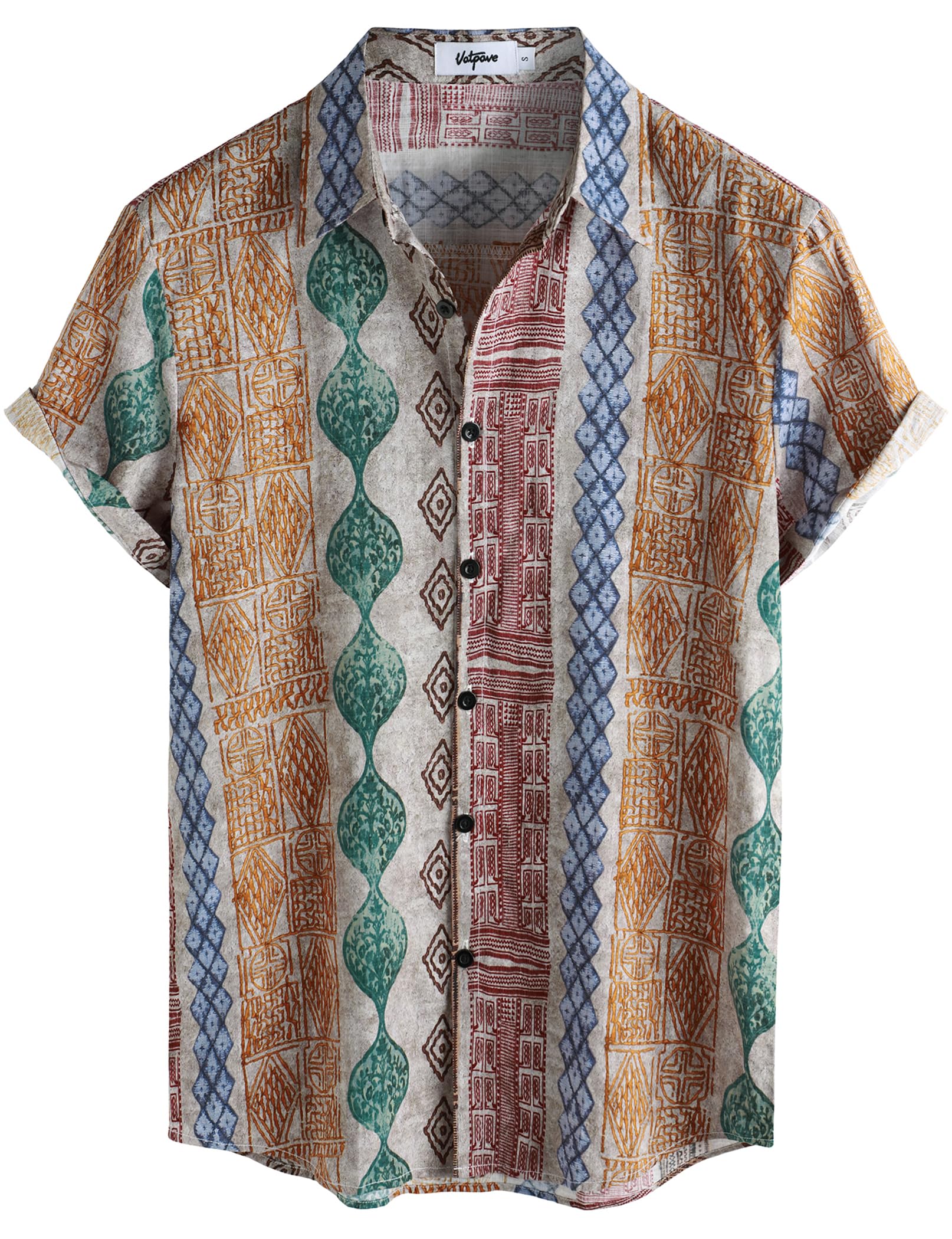 VATPAVE Mens Casual Hawaiian Floral Shirts Short Sleeve Button Down Tropical Shirts Beach Summer Shirts