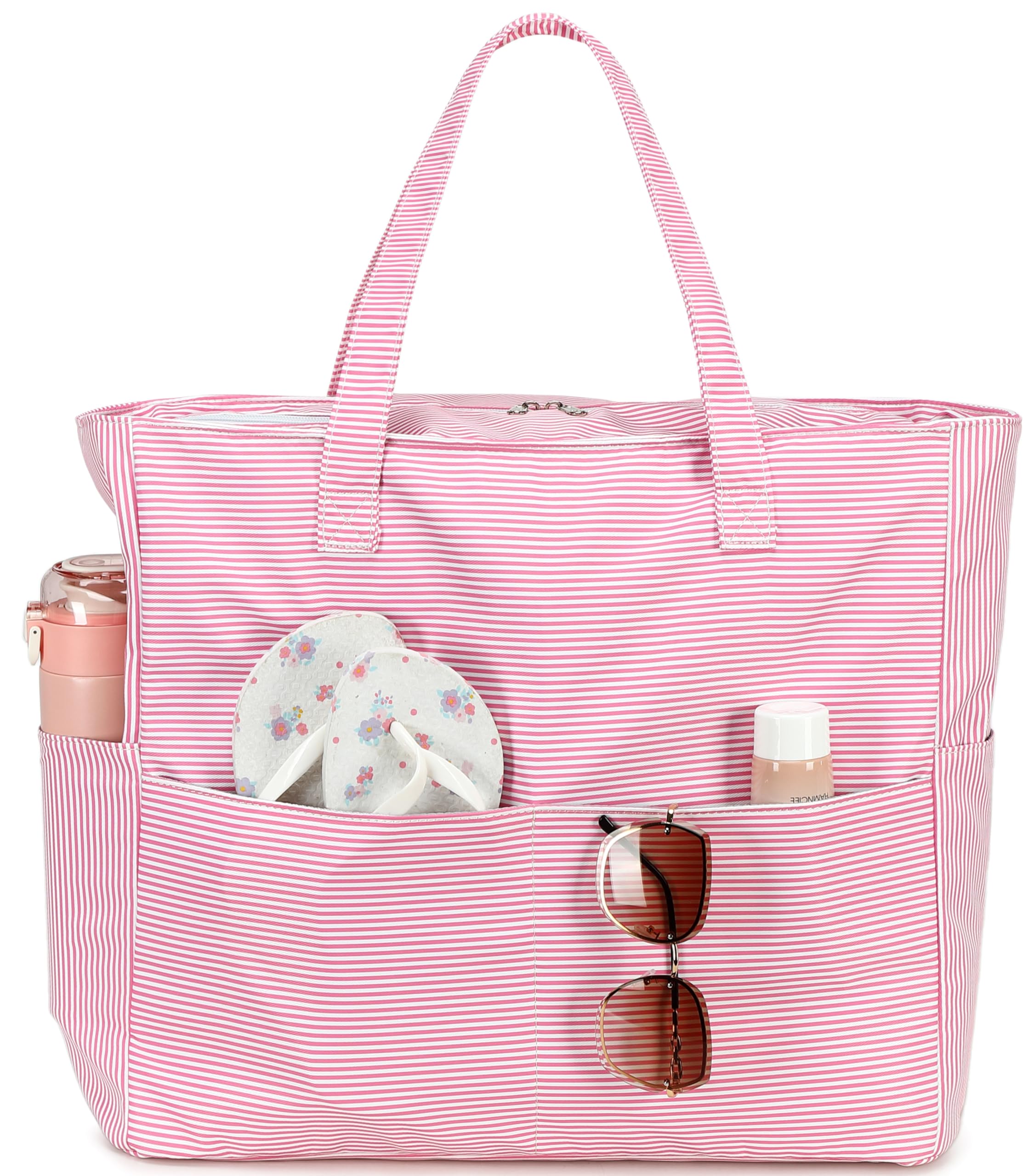LEDAOU Large Beach Bag Women Waterproof Sandproof Zipper Beach Tote Pool Bag for Swim Gym Grocery Travel with Wet Pocket | Waterproof