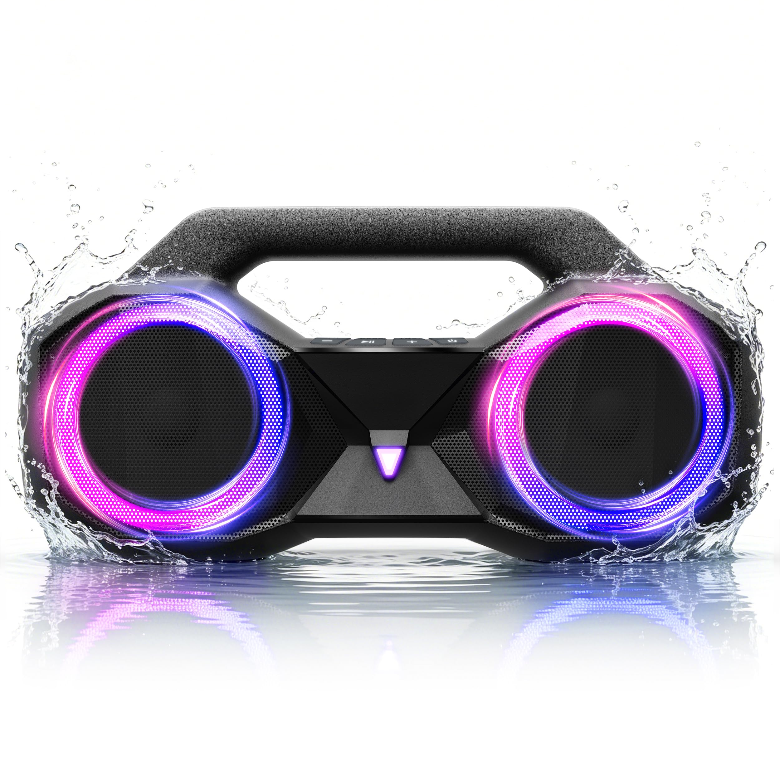 OZJ Bluetooth Speaker 80W(Peak) Loud with Bass, 20H Playtime, IPX7 Waterproof, RGB Lights, TWS, Large Portable Wireless Speakers for Outdoor, Home, Party, Pool, Beach, Tailgating, Gym, Work (Orange)